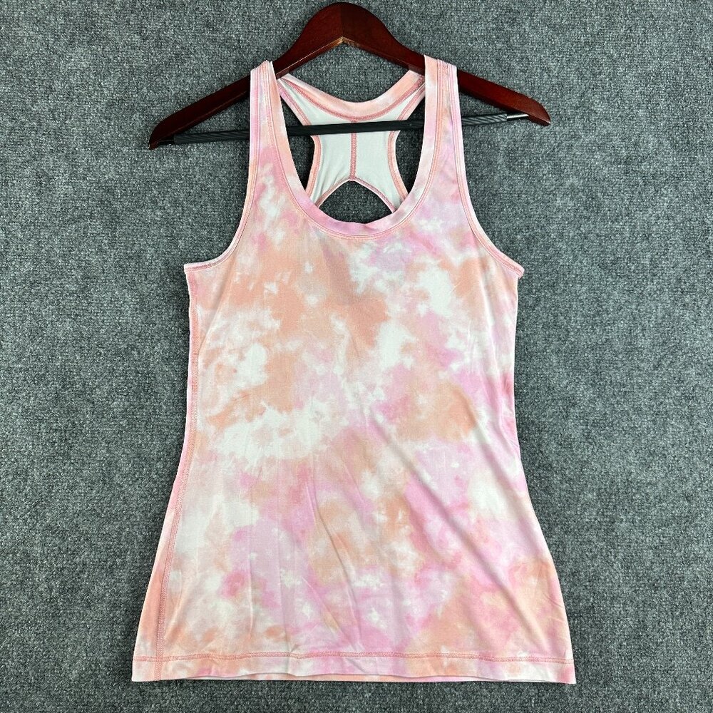 Athleta Nitro Printed Tank Top Womens XS Pink Tie Dye Racerback Logo Pullover